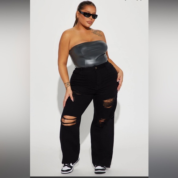NWT RIPPED WIDE LEG JEANS SIZE 14 - Picture 1 of 3